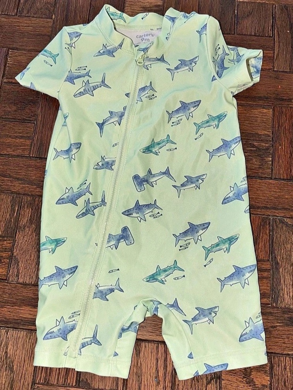 carter's Shark Print Romper rash guard bathing suit Baby 9m swim